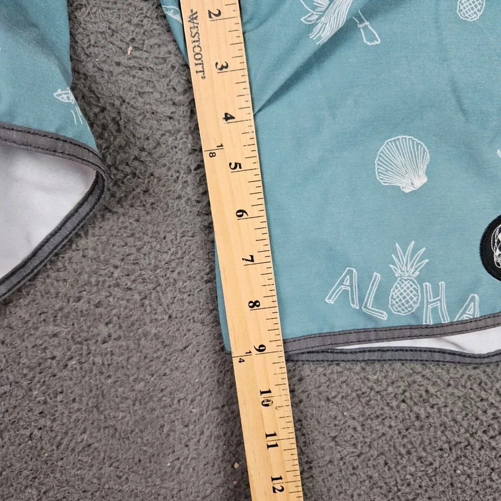 ONeill Hyperfreak Mens Board Shorts 32 Teal Aloha Tropical Print Stretch Swim - Picture 5 of 12